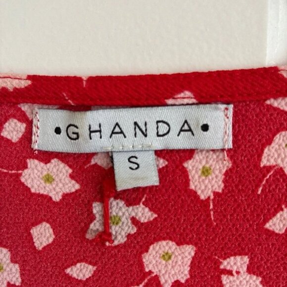 Red Floral Wrap Dress – Size S - Picture 3 of 3